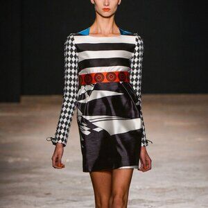 Aquilano Rimondi SS/13 Runway White & Black Multi-Pattern Silk Dress